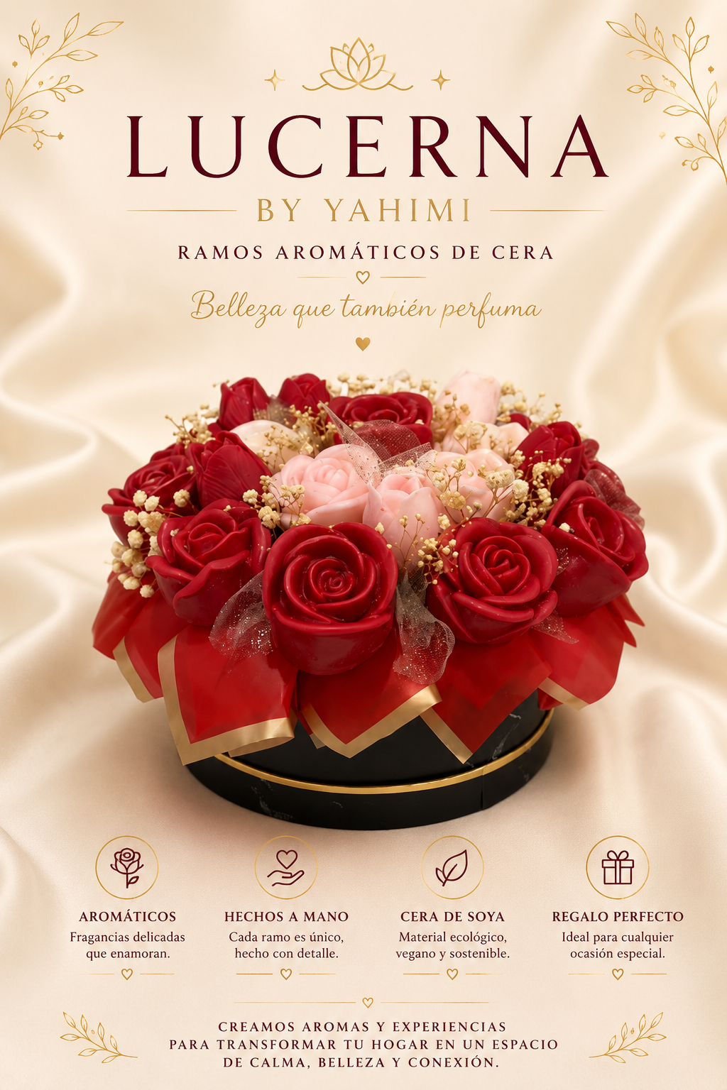 Red & Pink Wax Flower Bouquet β Handmade Candle Arrangement