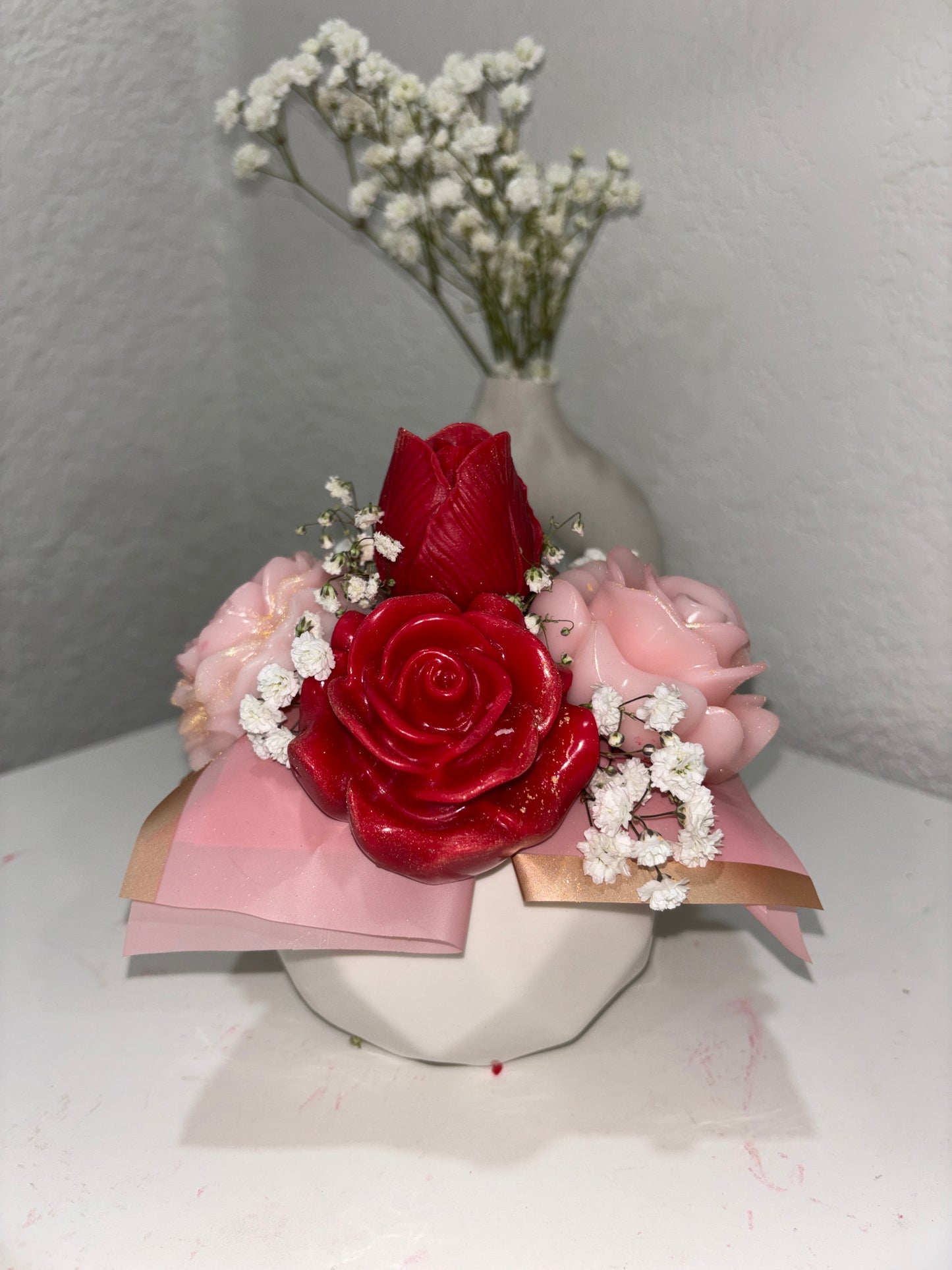 Red & Pink Wax Rose Arrangement — Mother’s Day Gift 🌹