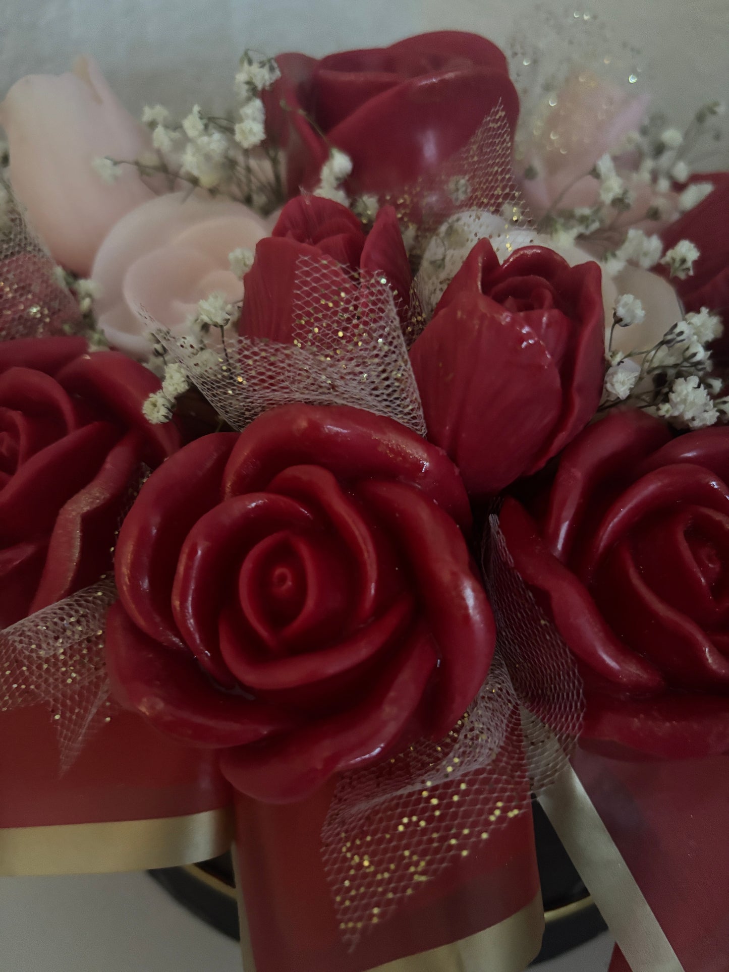 Large Red & Pink Wax Rose Bouquet — Mother’s Day Gift 🌹