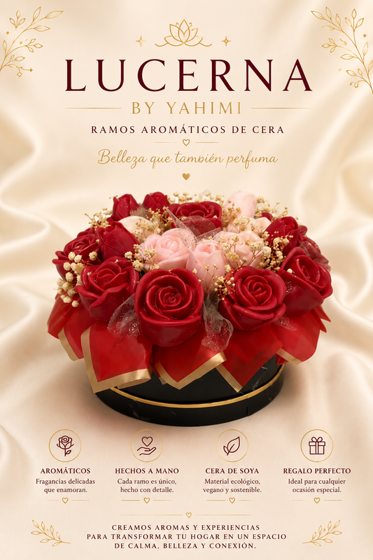 Red & Pink Wax Flower Bouquet – Handmade Candle Arrangement