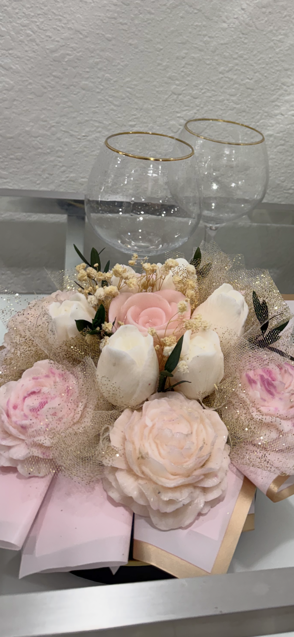 Soft Pink Wax Flower Bouquet