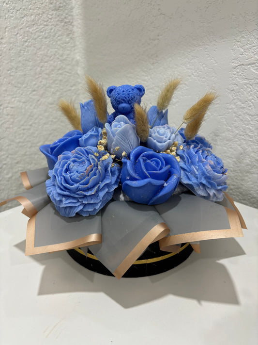 Serene Blue Lantern – Wax flower bouquet