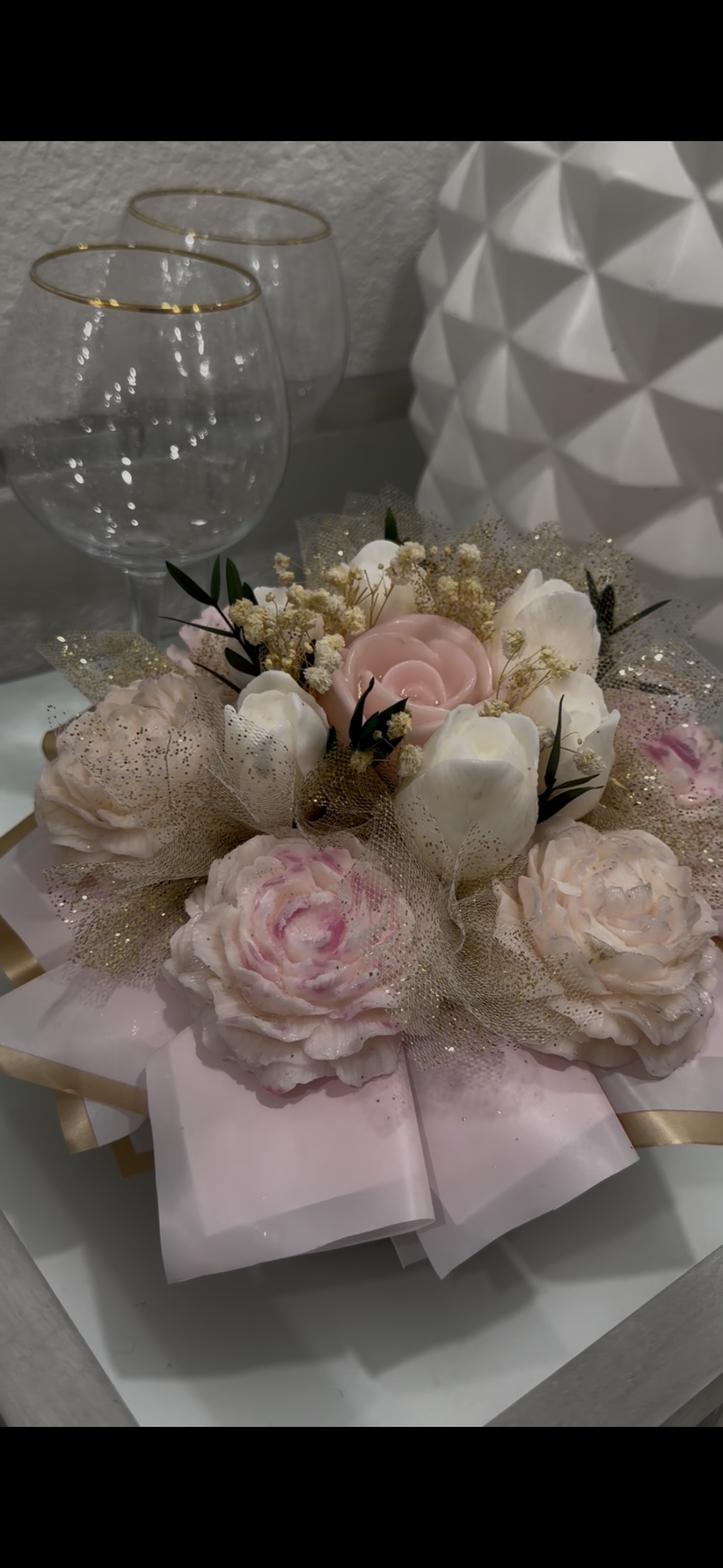 Soft Pink Wax Flower Bouquet