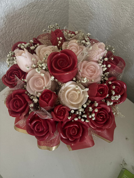 Large Red & Pink Wax Rose Bouquet — Mother’s Day Gift 🌹