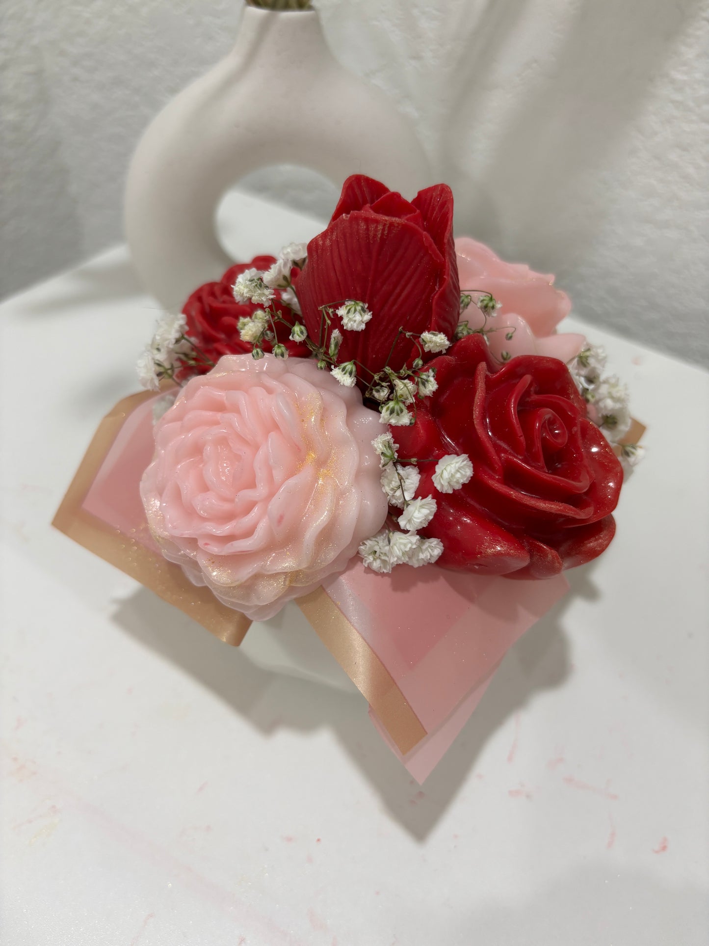Red & Pink Wax Rose Arrangement — Mother’s Day Gift 🌹