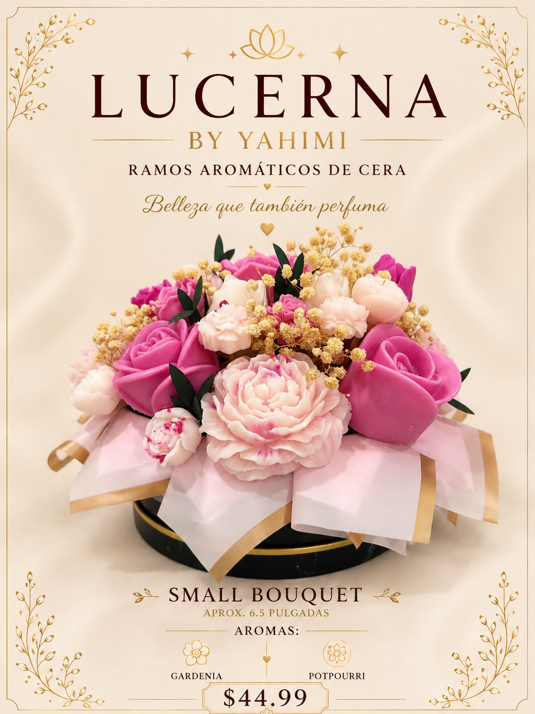 Ramo Rosado Aromático de Cera –Medium Bouquet