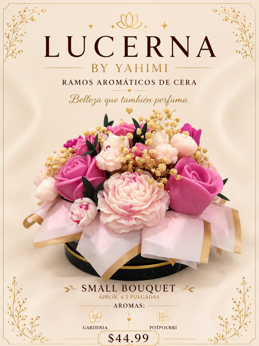 Ramo Rosado Aromático de Cera –Medium Bouquet